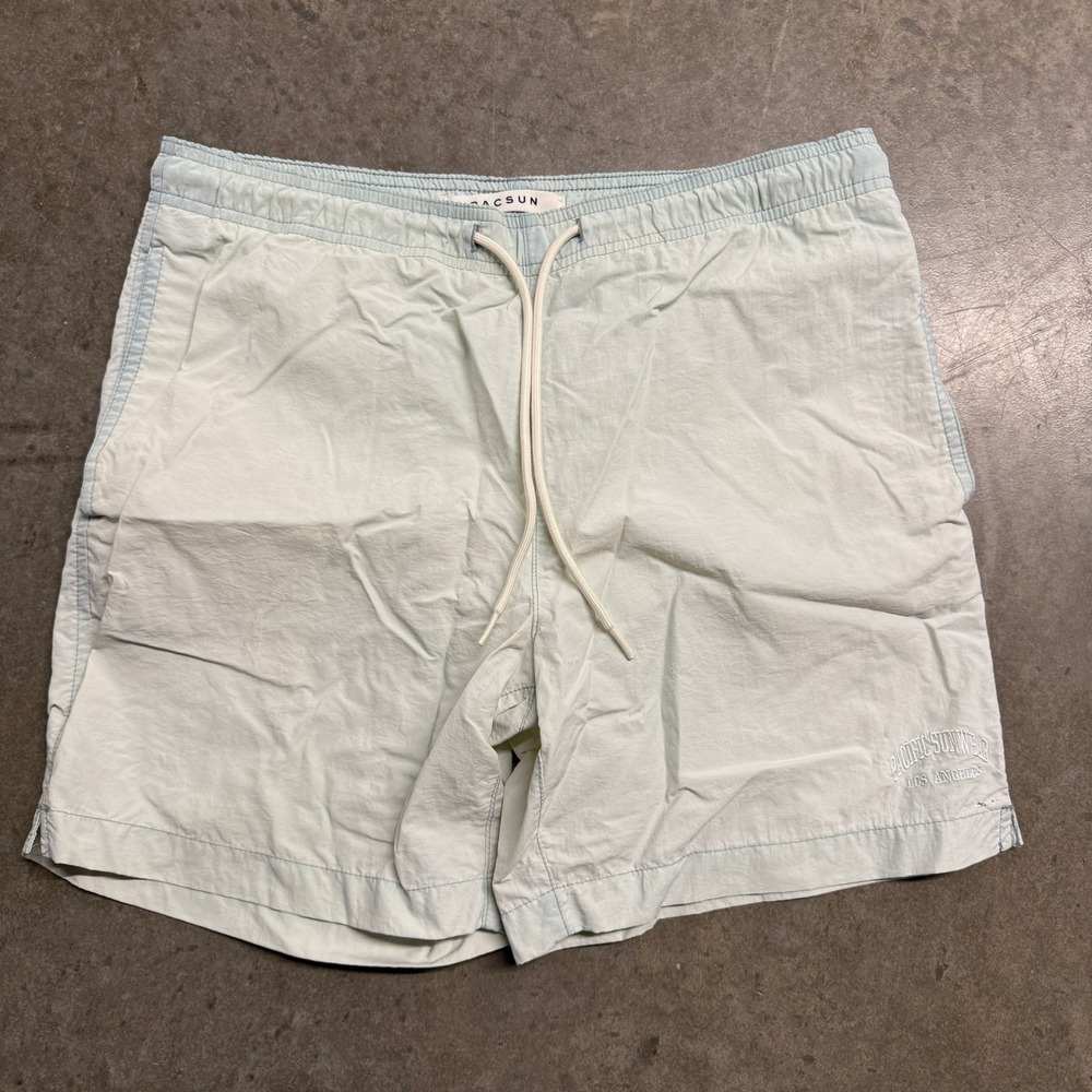 PacSun Los Angeles Mens Swim Shorts Mint Green‎ Nylon Trunks Size L 2503